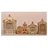Four Antique Cast Iron Building Banks.