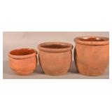 Three Antique Pennsylvania Redware Storage Crocks.