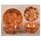 Group of Four Rockingham Glazed Bowls.