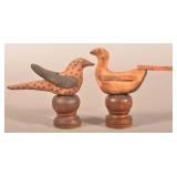Two 19th C. PA Mennonite Fabric Bird Sculptures.