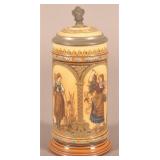 German Mettlach Four Seasons 1/2-L. Ceramic Stein