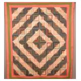 Antique Pennsylvania Log Cabin Patchwork Quilt.