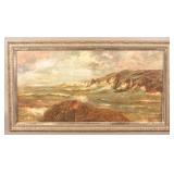 R. Seaquist Oil on Canvas Seascape Painting.