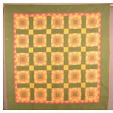 Antique Sunflower Pattern Patchwork Quilt.