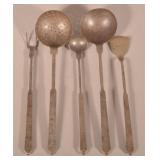 Set of Wrought Iron Antique Decorated Utensils.