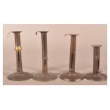 Four Wrought Iron Dough Scraper Candlesticks.