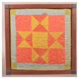 Antique Framed 9-Patch Doll Quilt.