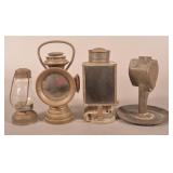 Four Antique Tin and Brass Lighting Devices.