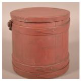 Vintage Softwood Red-Painted Firkin.