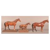 Three Hubley Cast Iron Thoroughbred Horses.