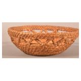 PA 19th Century Circular Rye Straw Coil Basket.