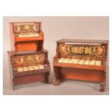 Graduated Stack of 3 Schoenhut Toy Pianos.
