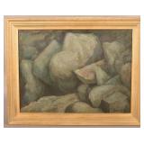 M. Klapholz Oil on Canvas Modernist Painting.