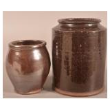 Two PA Glazed Redware Storage Jars.