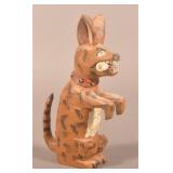 Strawser Folk Art Carved Dog w/ Newspaper.