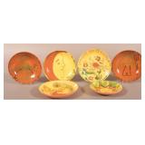 Six Various Lester Breininger Redware Sm. Plates.