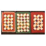 Three Diamond-in-Square Patchwork Doll Quilts.