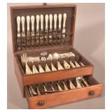 Large Rose/Repousse Sterling Flatware Service.