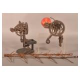 Two Cast Iron Apple Peelers & Wrought Iron Dryers.