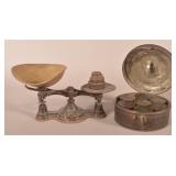 Cast Iron Country Store Balance Scale & Tin Spice