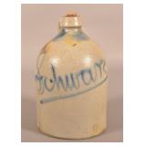 Schwarz Freehand-Decorated Whiskey Jug.