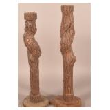 Two Vintage Rustic Tree Branch Candlesticks.