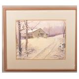 Jack Coggins Mixed Media Winter Landscape Painting