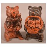 Two Lester Breininger Hand-Molded Redware Bears.