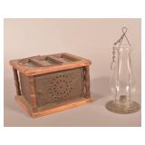 Antique Pierced-Tin Foot Warmer and Candle Lantern