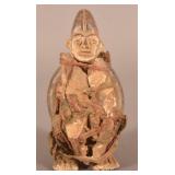 African 19th C. Wood/Clay/Textile Nkisi Figure.