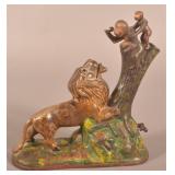 Cast Iron Lion & Monkeys Mechanical Bank.