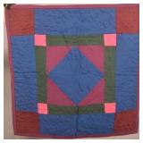 Antique PA Amish Diamond-in-Square Doll Quilt.