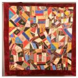 Antique Crazy Patchwork Comforter.