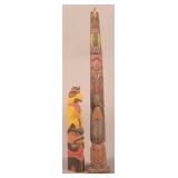 Two Antique Native American Small Totem Poles.