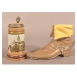 Two 1/2-Liter German Mettlach Ceramic Steins.