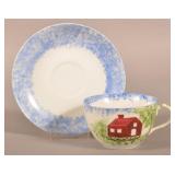 Rare Blue Spatter China Schoolhouse Tea Cup.
