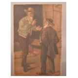 19th C. M. Johnson Oil on Canvas Painting.