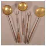 Collection Five Fireplace Cooking Utensils.