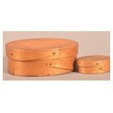 Two Small Oval Bentwood Pantry Boxes.