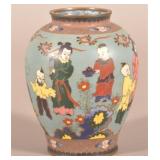 Antique Asian Cloisonne Vase with Children.