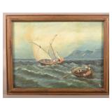 E. C. Spangler Nautical Watercolor Painting.