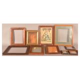 Collection of Early Wood Frames and Print.