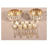 G.H. French Silver Sugar/Creamer & Souvenir Spoons