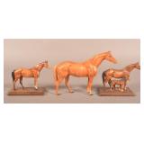 Three Hubley Cast Iron Thoroughbred Horses.