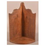 Antique Tiger Maple Corner Hanging Shelf.