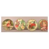 Four Antique Paper Lithograph Flue Covers.