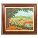 Signed Ephrata, PA Folk Oil on Canvas Painting.