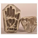 Two Various Tin Heart and Hand Cookie Cutters.