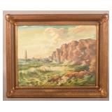 E. S. Reeser Oil on Board Seascape Painting.