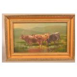 D. B. Bechtel Oil on Canvas Bucolic Landscape.